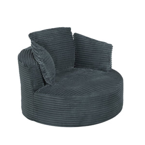 English Elm Compressible Corduroy Round Accent Chair Pocket Spring Cushioned Backrest for Apartments Dark Grey W2339P461273