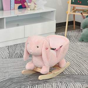 English Elm Qaba Bunny Rocker Toddler Ride on with Velvet Plush Carrot Toy and Realistic Sounds W2225P217686
