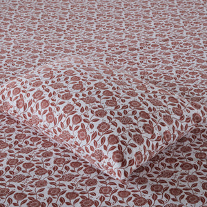 English Elm 4 Pcs Queen Sheet Set - Warm Rust Floral Cotton Flannel For Cozy Comfort And Timeless Style B035P319679