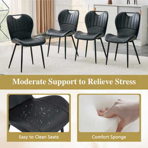English Elm Set of 4 Olive Fabric Dining Chairs Ergonomic Cushion Black Steel Frame Modern Black W1151P454886