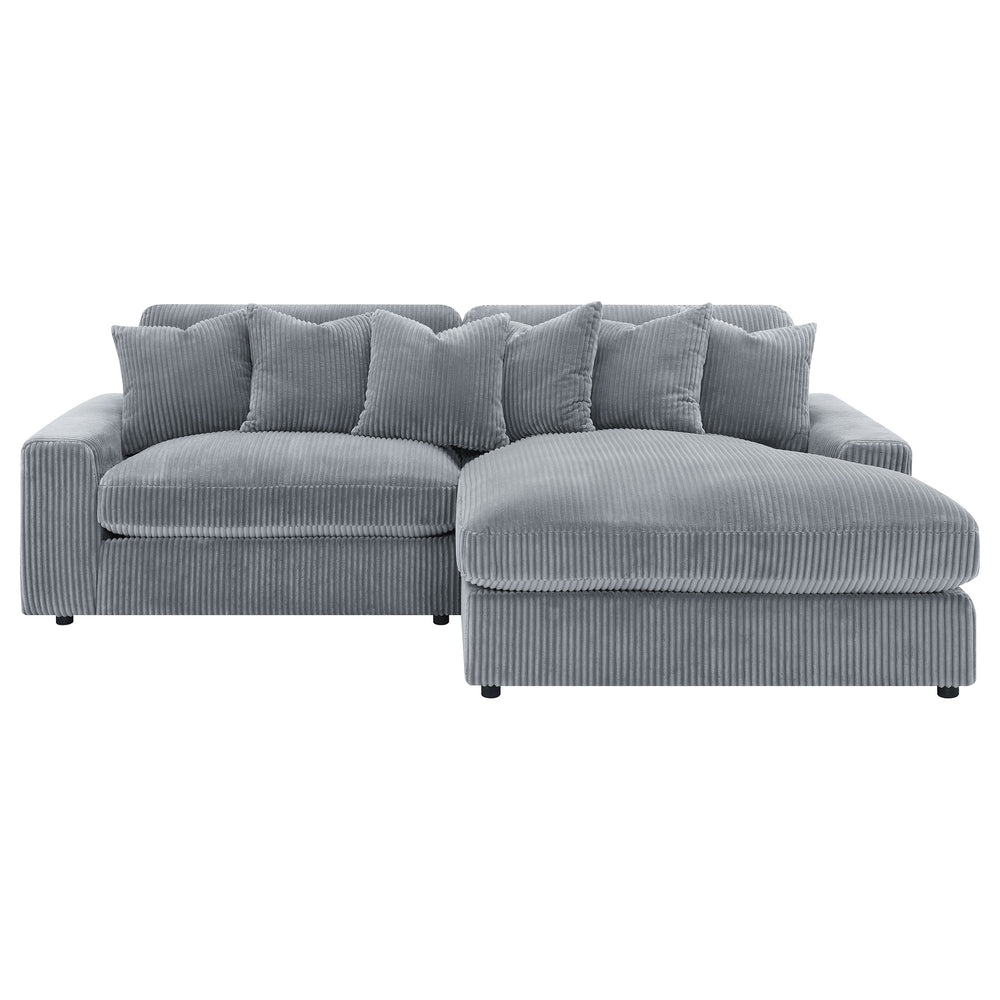 English Elm Marcus Fog Modular Reversible Sectional Sofa with Pillows – Terracotta Fog Upholstery, Track Arms, Ottoman Lounge B062S01211