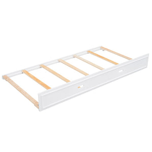 English Elm Full Pine Daybed with Trundle Sliding Storage Shelves Led Lighting and Usb Charging White GX004003AAK