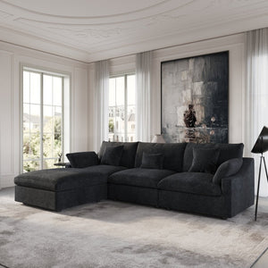 English Elm Sky Cloud Slope Modular L-Shaped Sectional Sofa In Black – Comfortable 4-Seater For Modern Living B341S00031-GIGA