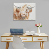 INK+IVY Windswept Cottage/Country Hand Embellished Highland Bull Canvas Wall Art II95C-0158 Brown