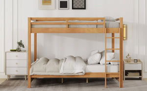 English Elm Wood Queen Size Bunk Bed With Ladder - Sturdy Pine Frame, Space-Saving Design For Shared Rooms N7090004007D-GIGA