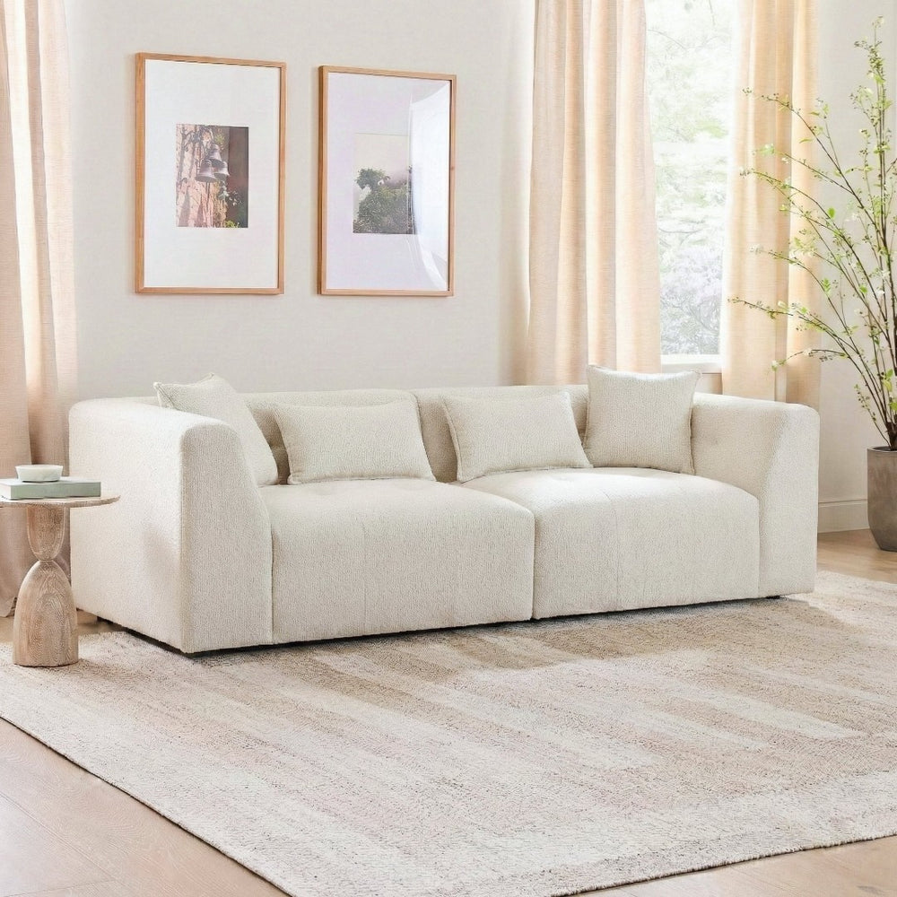 English Elm Jefferson Biscuit Tufted Chenille Sofa with Tuxedo Arms for Modern Living Rooms B183S00224