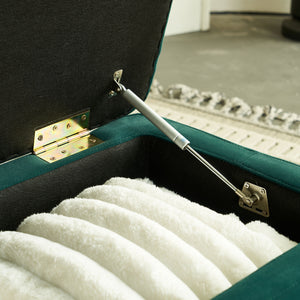 English Elm 47.24''W Storage Ottoman with Deep Button Tufting, Gold Accent Trim, Gas Lift, Sturdy Metal Legs Green W579P224708