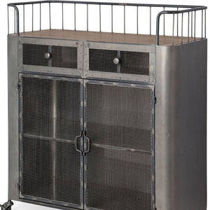 Homeroots Rustic Metal Industrial Style Rolling Bar Cart  Metal 376011