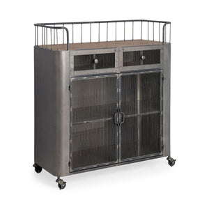 Homeroots Rustic Metal Industrial Style Rolling Bar Cart  Metal 376011