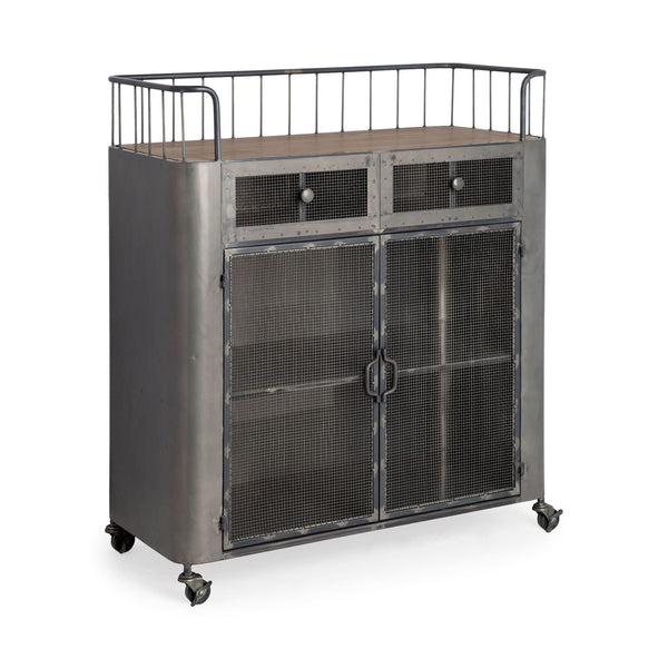 Homeroots Rustic Metal Industrial Style Rolling Bar Cart  Metal 376011