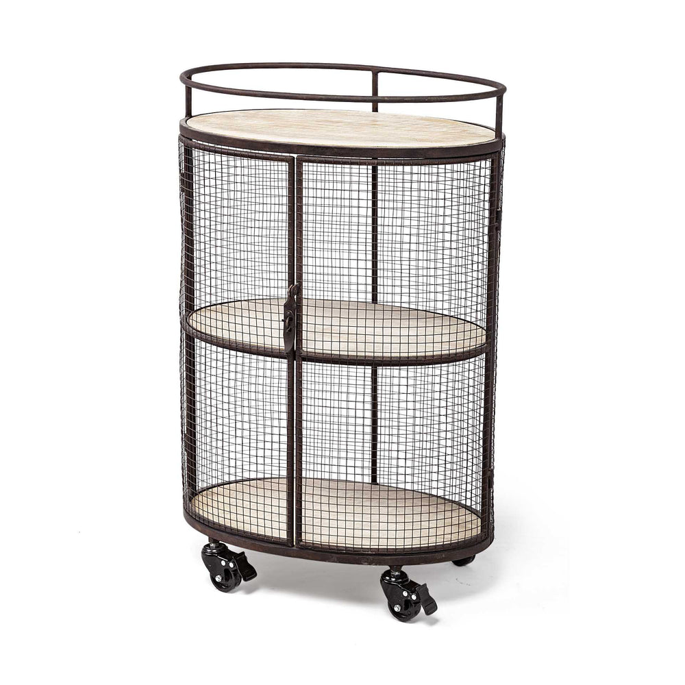 Homeroots Cylindrical Matte Black Metal Bar Cart  Metal 376012