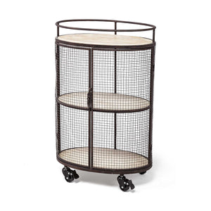Homeroots Cylindrical Matte Black Metal Bar Cart  Metal 376012