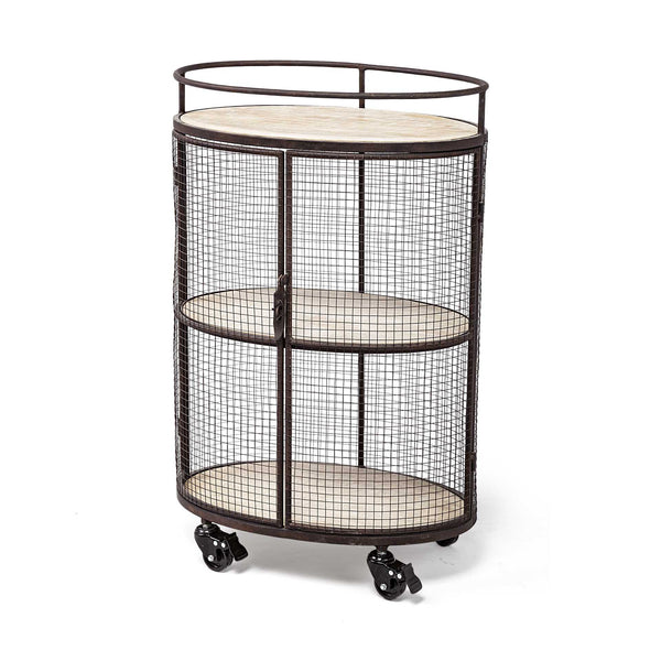 Homeroots Cylindrical Matte Black Metal Bar Cart  Metal 376012