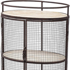 Homeroots Cylindrical Matte Black Metal Bar Cart  Metal 376012