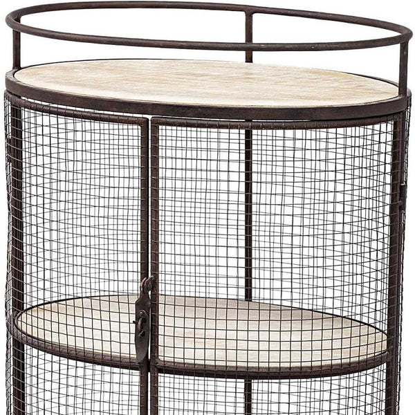 Homeroots Cylindrical Matte Black Metal Bar Cart  Metal 376012