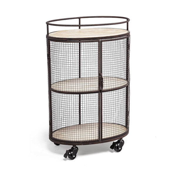 Homeroots Cylindrical Matte Black Metal Bar Cart  Metal 376012