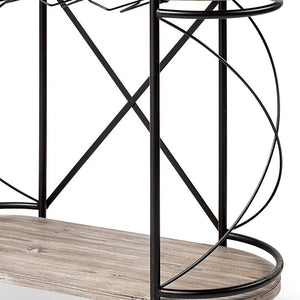 Homeroots Cyclider Black Metal With Two Wooden Shelves Bar Cart  Metal 376019