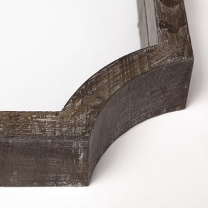 Homeroots 23" Brown Hexagonal Wood And Mirrored Glass Serving Tray With Handles   376024