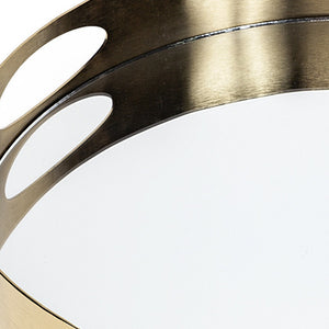 Homeroots 15" Gold Round Metal Indoor Outdoor Tray With Handles   376026