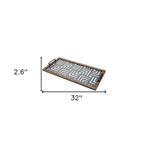Homeroots 32" Gray Metal Indoor Outdoor Tray With Handles   376028