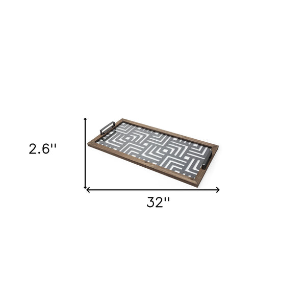 Homeroots 32" Gray Metal Indoor Outdoor Tray With Handles   376028