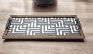 Homeroots 32" Gray Metal Indoor Outdoor Tray With Handles   376028