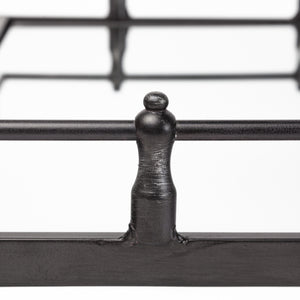 Homeroots Natural Finish Metal With Mirrored Glass Bottom And Railing Handle Tray   376036