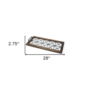 Homeroots 28" Brown Wood Indoor Outdoor Tray With Handles   376038