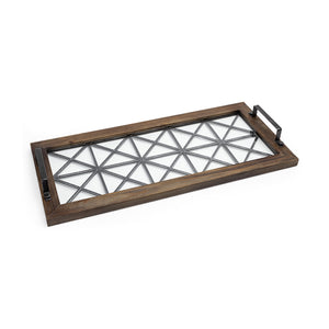 Homeroots 28" Brown Wood Indoor Outdoor Tray With Handles   376038