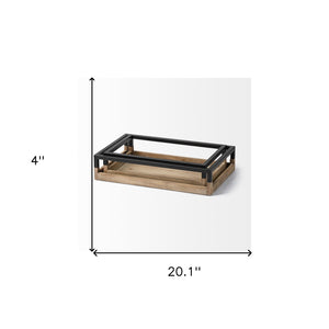 HomeRoots Set of Two Rustic Brown Wood Trays with Handles for Indoor & Outdoor Serving and Décor 376041