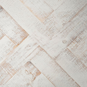 Homeroots 35" White And Natural Wood Indoor Outdoor Tray With Handles   376044