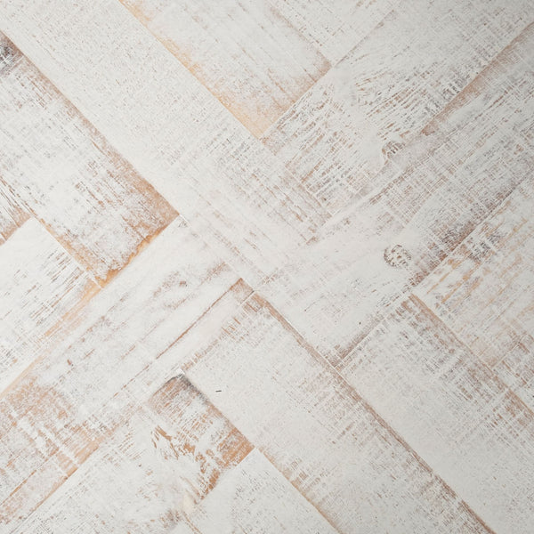 Homeroots 35" White And Natural Wood Indoor Outdoor Tray With Handles   376044