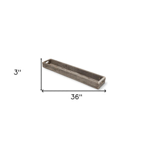 Homeroots 36" Brown Wood Indoor Outdoor Cracker Tray With Handles   376046