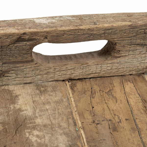 Homeroots 24" Brown Square Reclaimed Wood Tray With Handles   376050