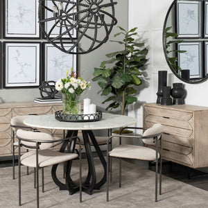 Homeroots 20" Black Round Metal Indoor Outdoor Serving Tray With Handles   376052