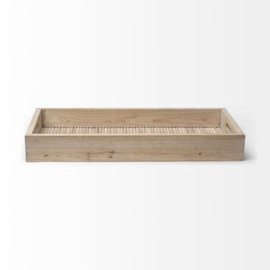 Homeroots 28" Natural Wood Indoor Outdoor Tray With Handles   376056