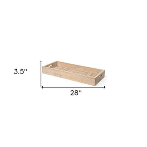 HomeRoots 28" Natural Wood Serving Tray with Handles - Elegant Indoor/Outdoor Decor for Entertaining & Gifts 376056