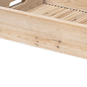 Homeroots 28" Natural Wood Indoor Outdoor Tray With Handles   376056