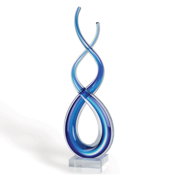 Homeroots 20" Clear And Blue Murano Glass Modern Abstract Tabletop Sculpture  Murano Glass 376066