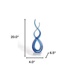 Homeroots 20" Clear And Blue Murano Glass Modern Abstract Tabletop Sculpture  Murano Glass 376066