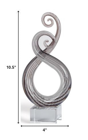 Homeroots 11" Clear And Brown Murano Glass Modern Abstract Tabletop Sculpture  Murano Glass 376067