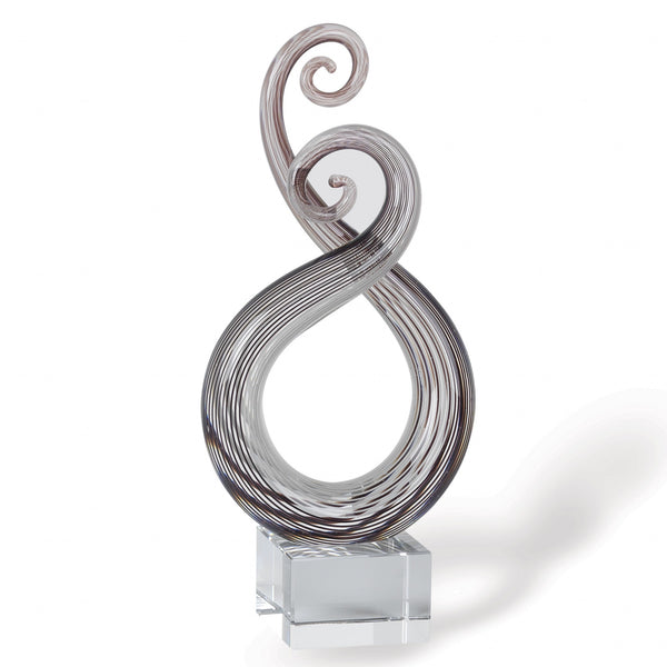 Homeroots 11" Clear And Brown Murano Glass Modern Abstract Tabletop Sculpture  Murano Glass 376067