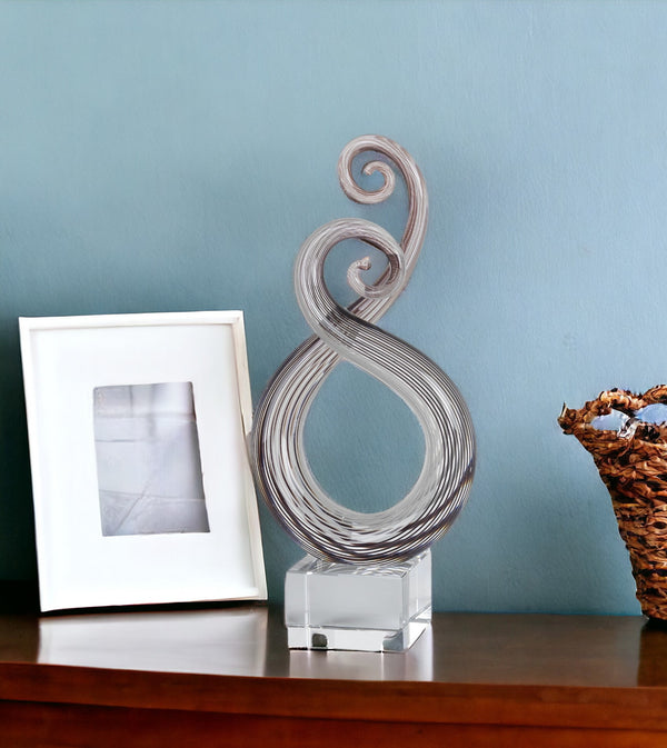 Homeroots 11" Clear And Brown Murano Glass Modern Abstract Tabletop Sculpture  Murano Glass 376067