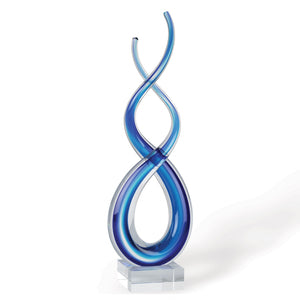 Homeroots 14" Clear And Blue Murano Glass Modern Abstract Tabletop Sculpture  Murano Glass 376068