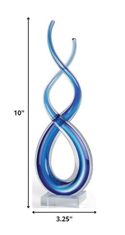 Homeroots 11" Clear And Blue Murano Glass Modern Abstract Tabletop Sculpture  Murano Glass 376069