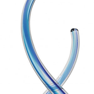 Homeroots 11" Clear And Blue Murano Glass Modern Abstract Tabletop Sculpture  Murano Glass 376069