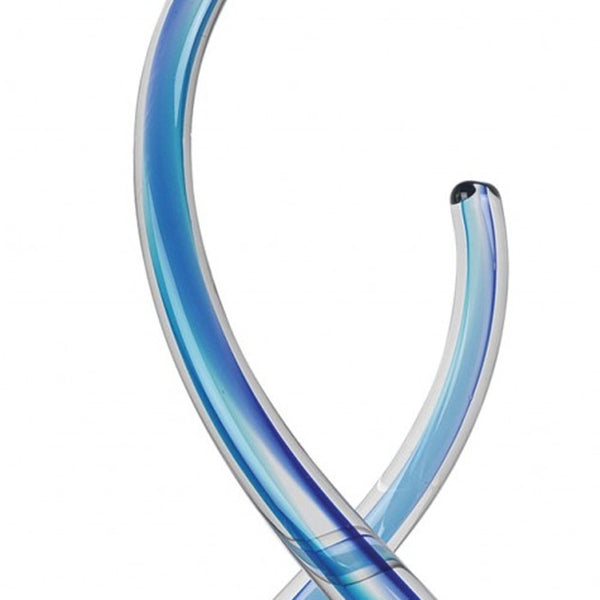 Homeroots 11" Clear And Blue Murano Glass Modern Abstract Tabletop Sculpture  Murano Glass 376069