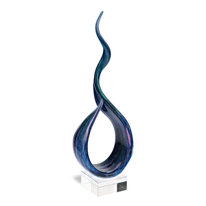 Homeroots 19" Blue And Green Murano Glass Modern Abstract Tabletop Sculpture  Murano Glass 376070