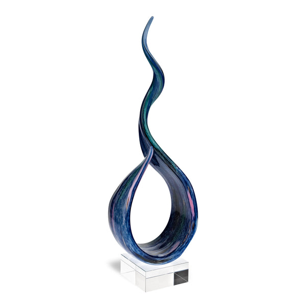 Homeroots 19" Blue And Green Murano Glass Modern Abstract Tabletop Sculpture  Murano Glass 376070
