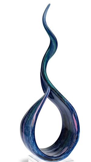 Homeroots 19" Blue And Green Murano Glass Modern Abstract Tabletop Sculpture  Murano Glass 376070
